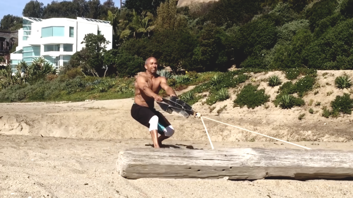 Adam Friedman Advanced Athletics Strength Training Beach Workout Log Pull